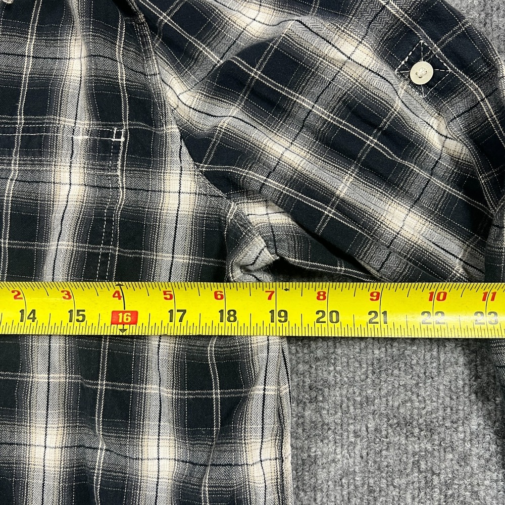 Ralph Lauren Flannel Shirt Women Medium Black White Plaid Cotton Roll Tab Sleeve - Picture 7 of 12